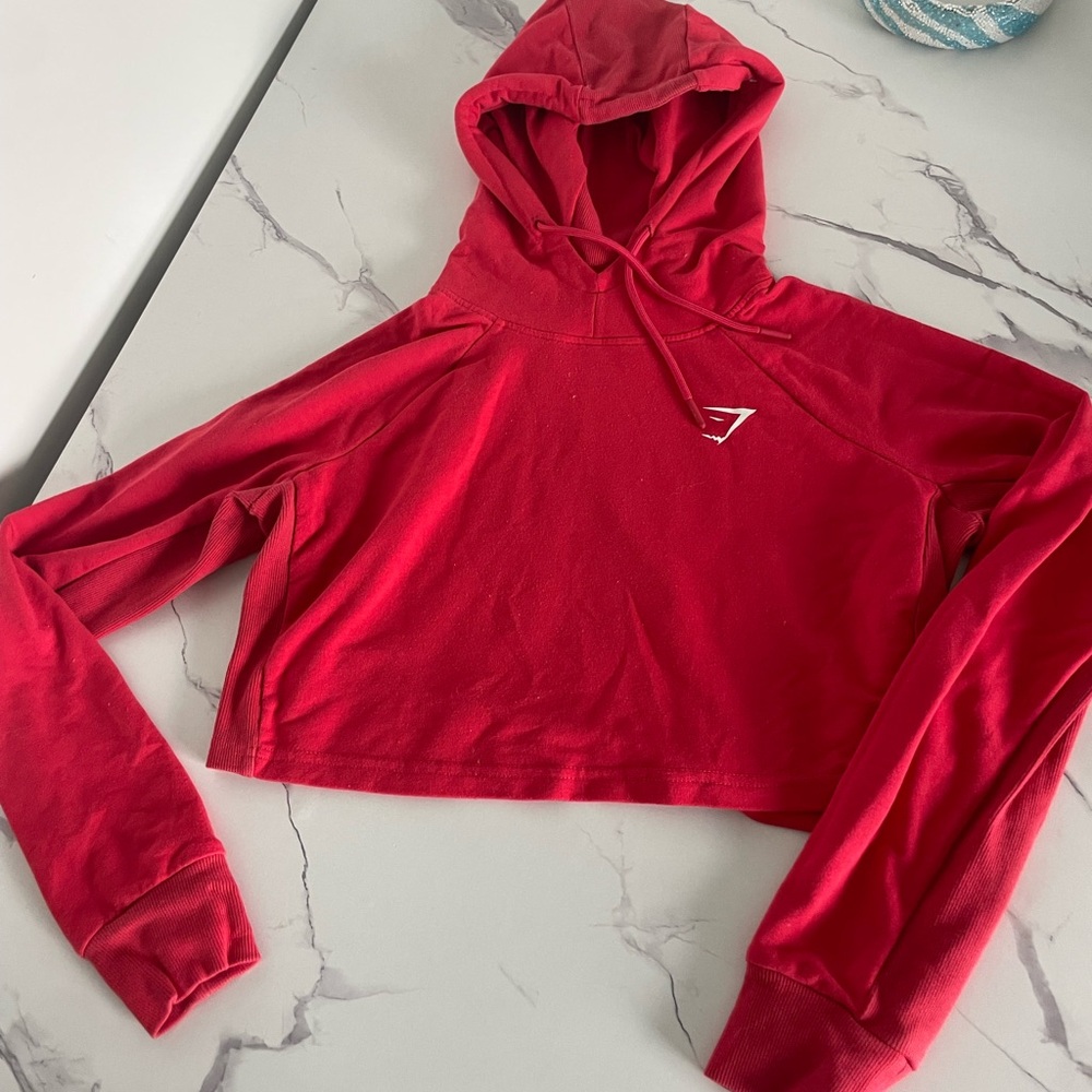 Gymshark Bold Red Cropped Hoodie